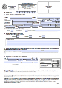 ex-15 application for NIE Spain